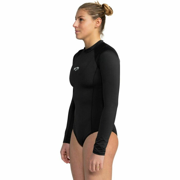 2024 Billabong Womens Tropic Bodysuit UV50 Long Sleeve Swimsuit EBJX100102 - Black Pebble